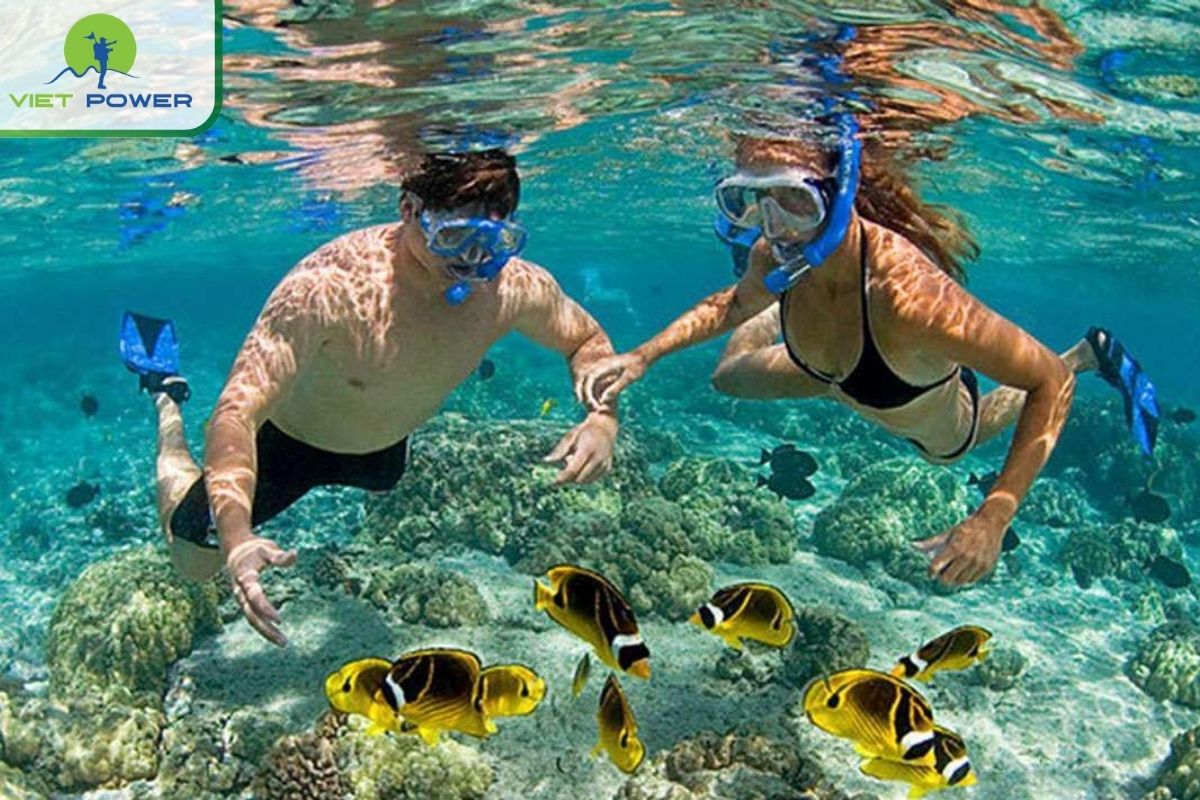 Scuba diving in calm waters of Danang in July