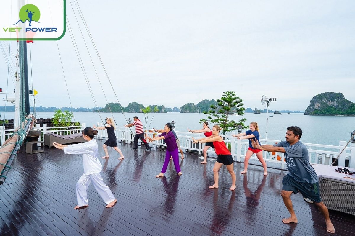 Tai Chi session on sundeck.