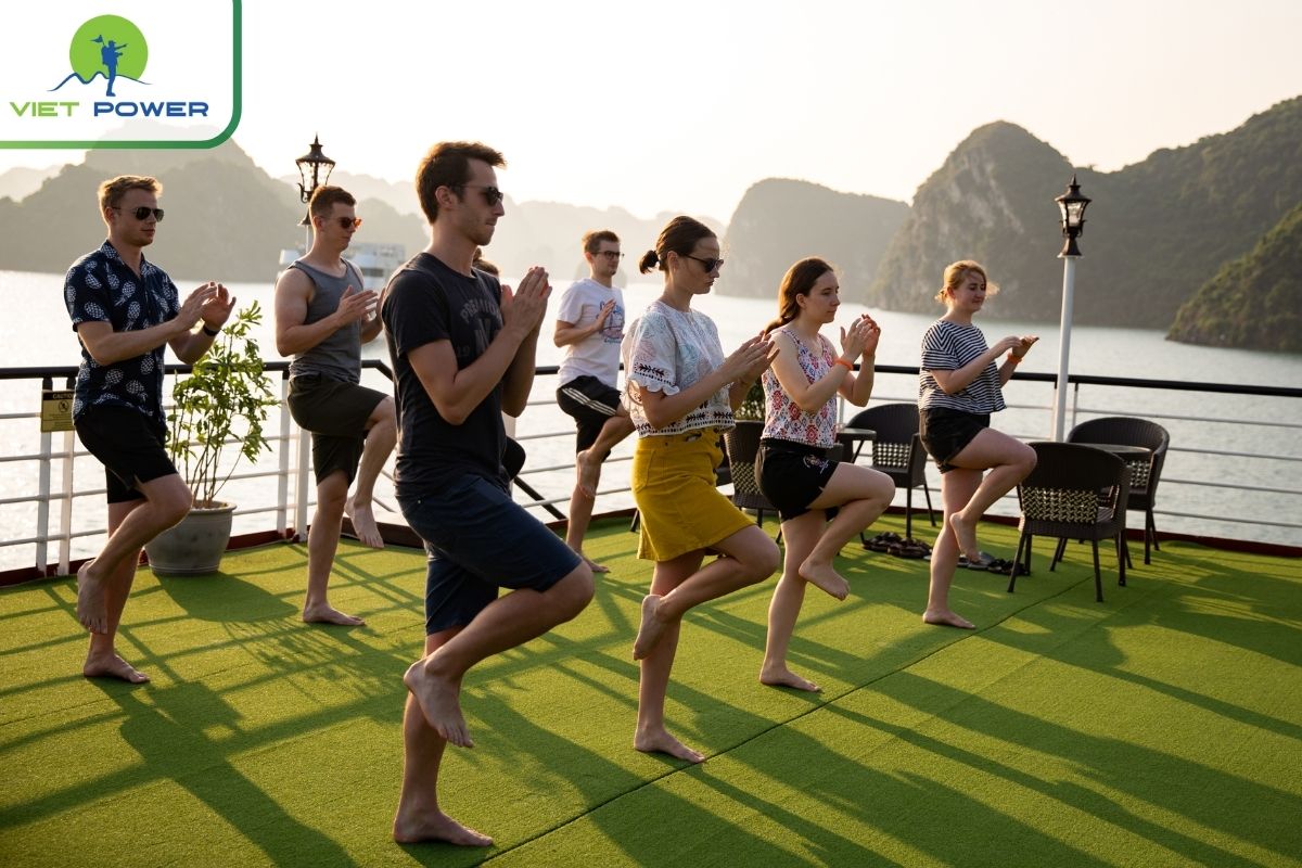 Tai Chi session on sundeck