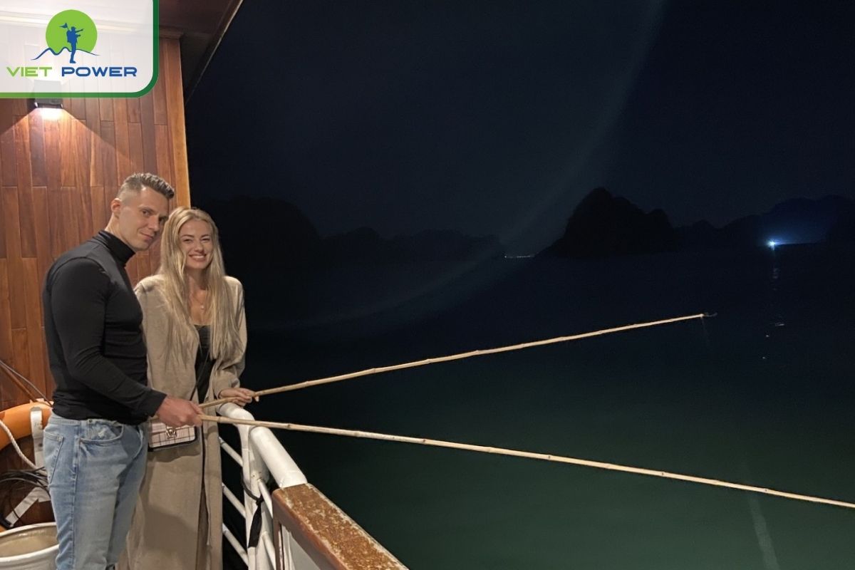 Squid fishing at night