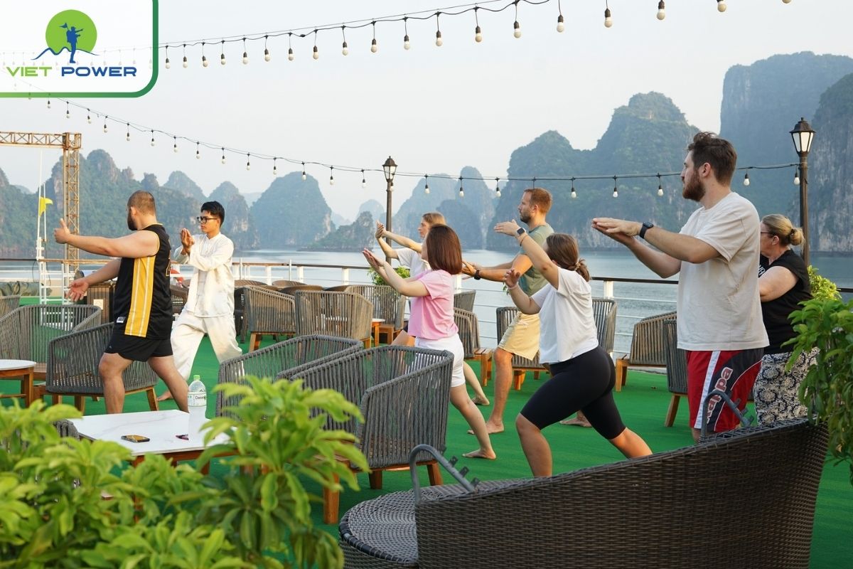 Tai Chi session on the sundeck
