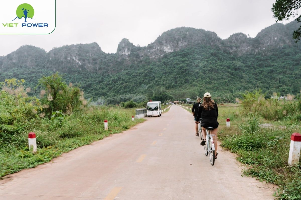Cycling through village paths