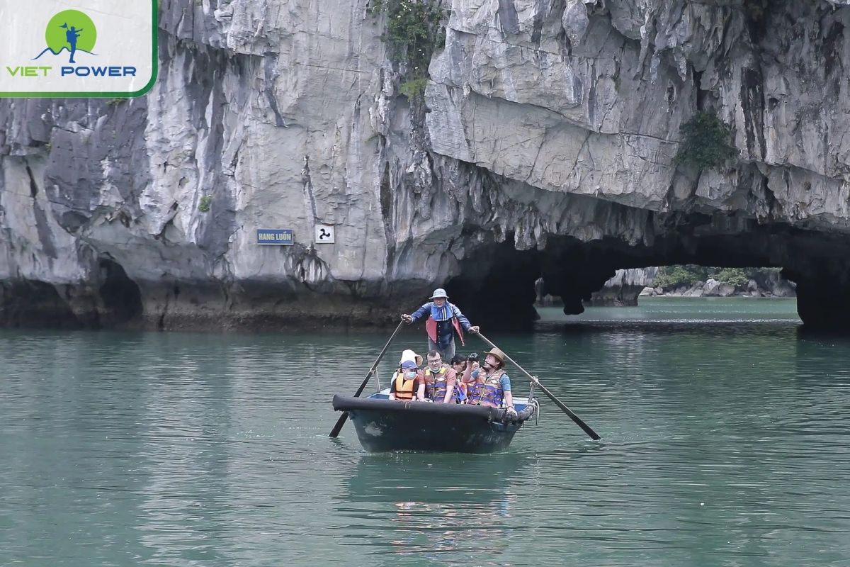 Bamboo boat ride to Hang Luon