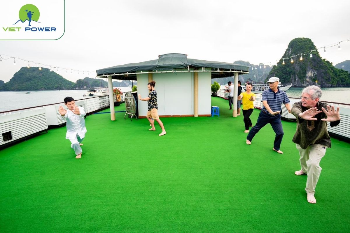 Tai Chi session on the sundeck 