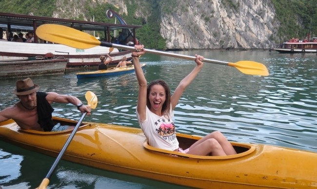 Kayaking amid the turquoise water