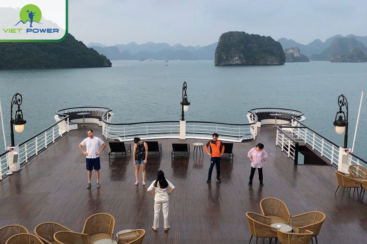 Sunrise Tai Chi session on the sundeck